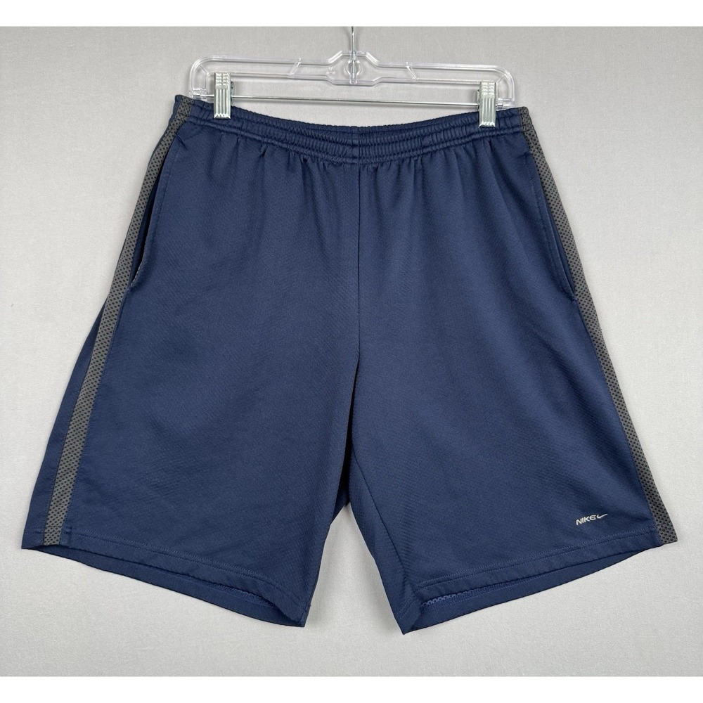 Vintage Nike Shorts Mens Medium M Navy Blue Basketball Embroidered Baggy Y2K EUC